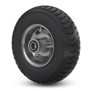 Pneumatic Wheel: W-7908-PNOB-PBB-.625 [Steel Grey Hub with Black Tread]