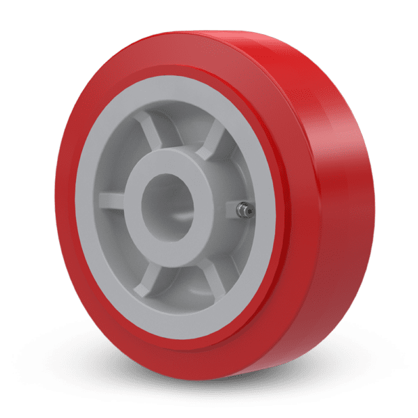 Moldon Polyolefin Urethane Wheel: W-7006-MPU-1 3/16 [Grey Core with Red Tread]